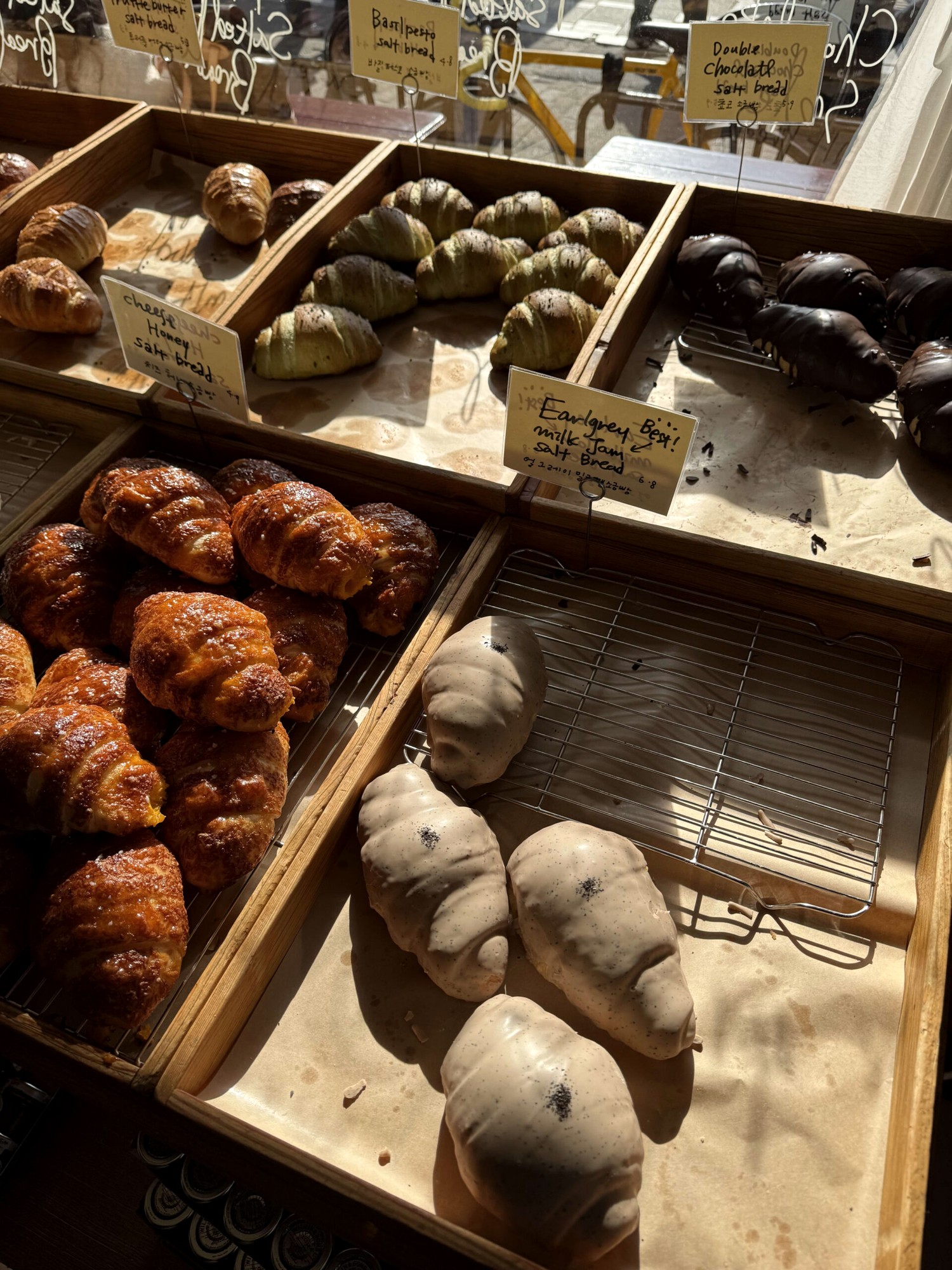 Korean salt bread display
